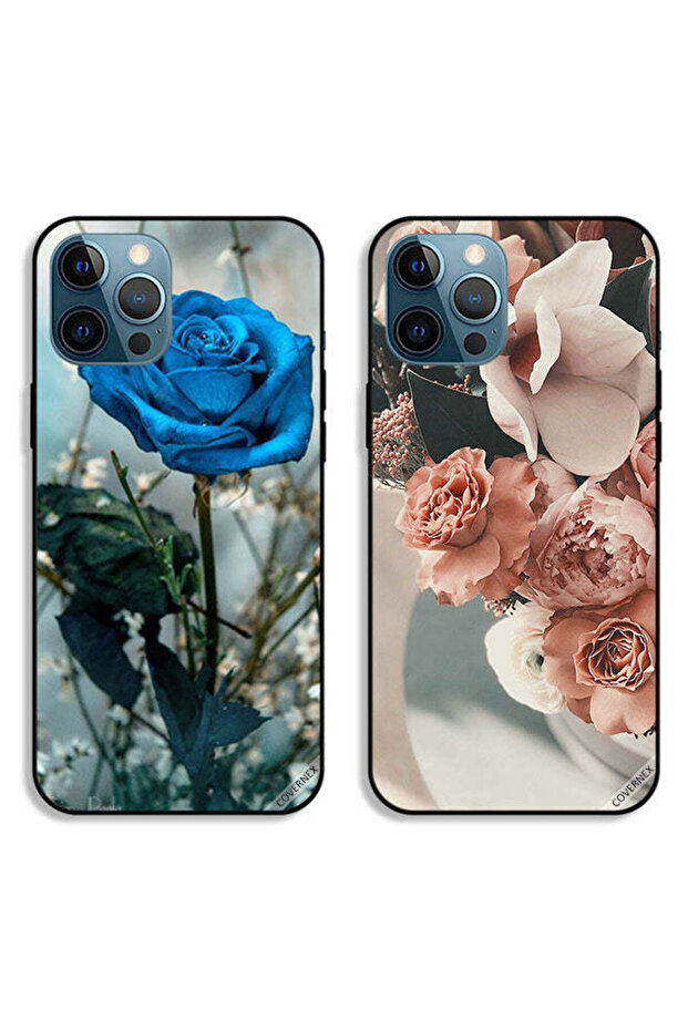 حافظتان لهاتف Apple iPhone 12 Pro Max، أغطية واقية، وردة المساء وزهور الخوخ الجميلة