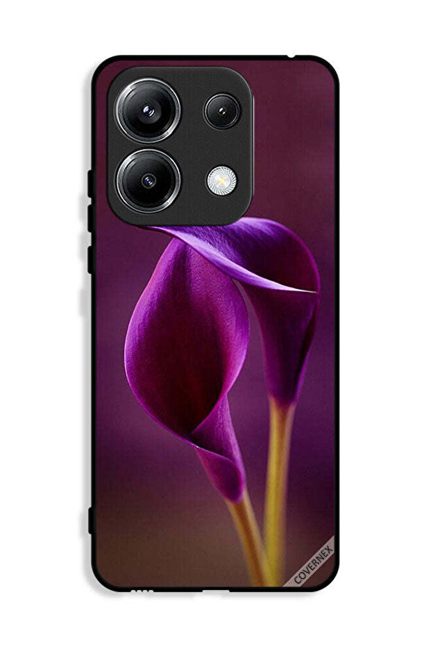 غطاء حماية لهاتف Xiaomi Poco M6 Pro 4G بنقشة زهرتين جميلتين