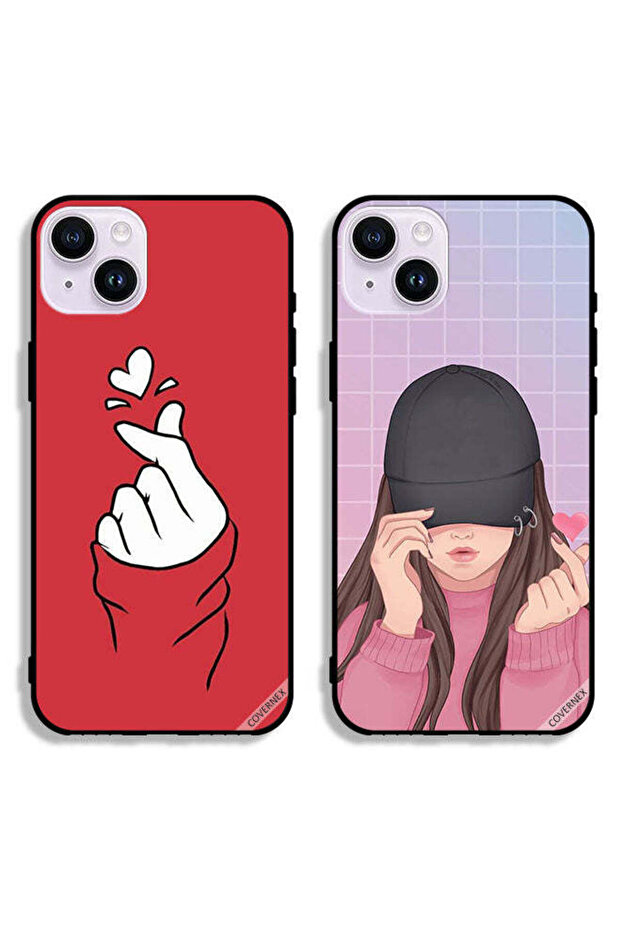 حافظتان واقيتان لهاتف Apple iPhone 14 Plus بغطاء Snap Love Cap Girl