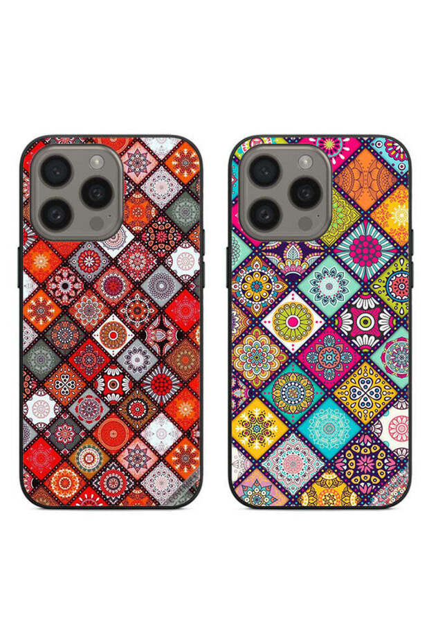 حافظتان لهاتف Apple iPhone 15 Pro Max، أغطية حماية بتصميم ماندالا وشكل ماندالا