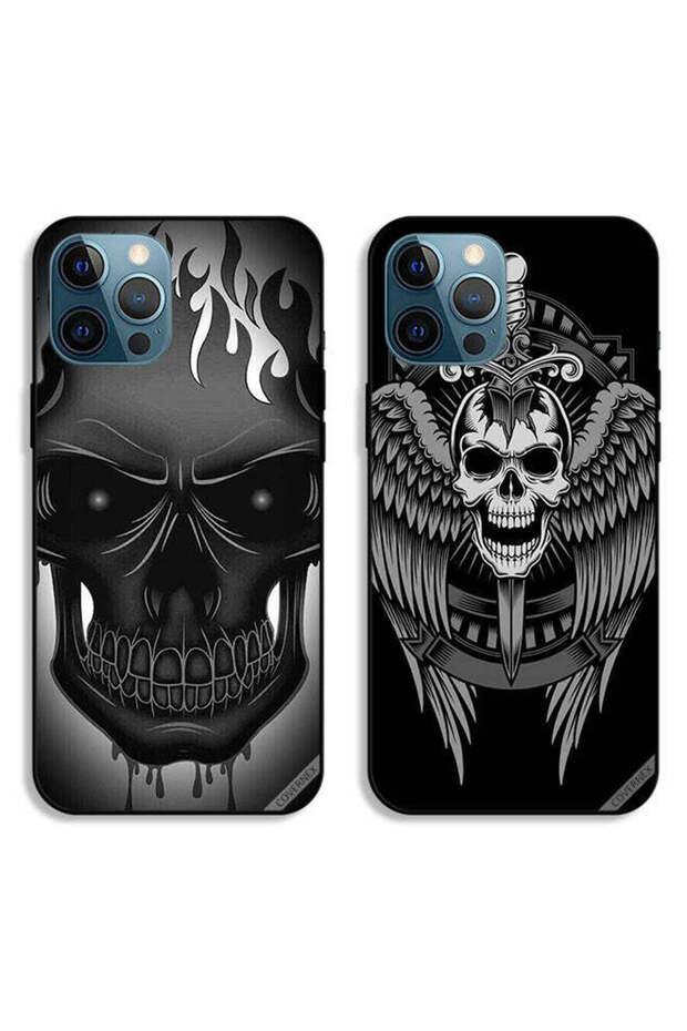 حافظتان واقيتان لهاتف Apple iPhone 12 Pro Max بتصميم جمجمة وأجنحة نسر