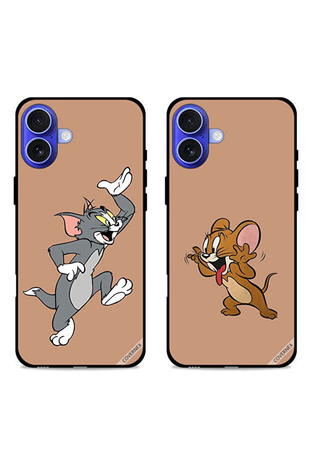 حافظتان واقيتان لهاتف Apple iPhone 16 Plus، أغطية خلفية بتصميم زوجين من توم وجيري