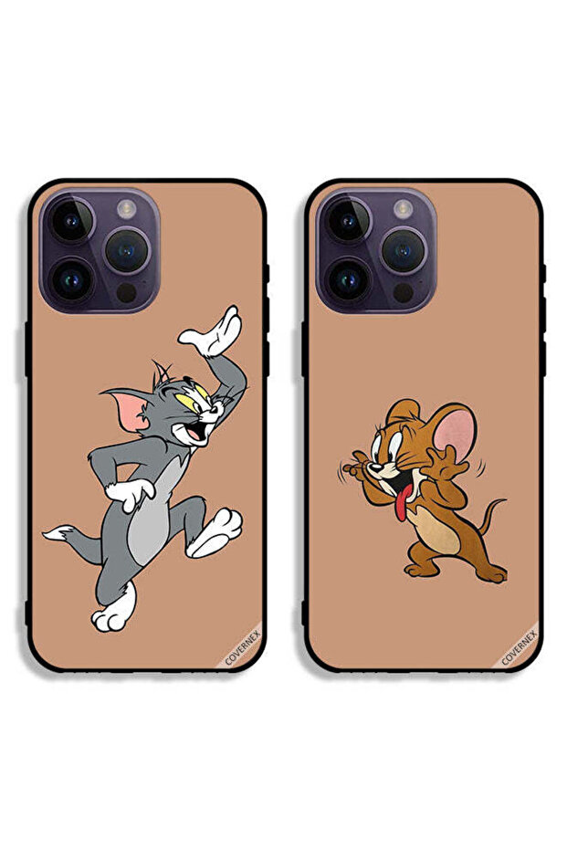 حافظتان لهاتف Apple iPhone 14 Pro، أغطية حماية خلفية بتصميم زوجين من توم وجيري