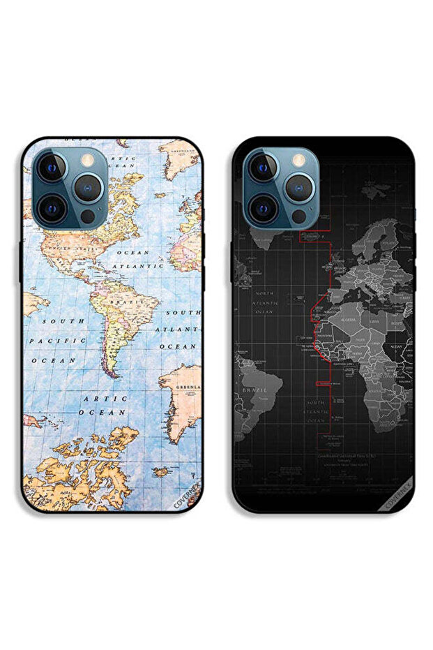 حافظتان واقيتان لهاتف Apple iPhone 12 Pro Max مع خريطة العالم