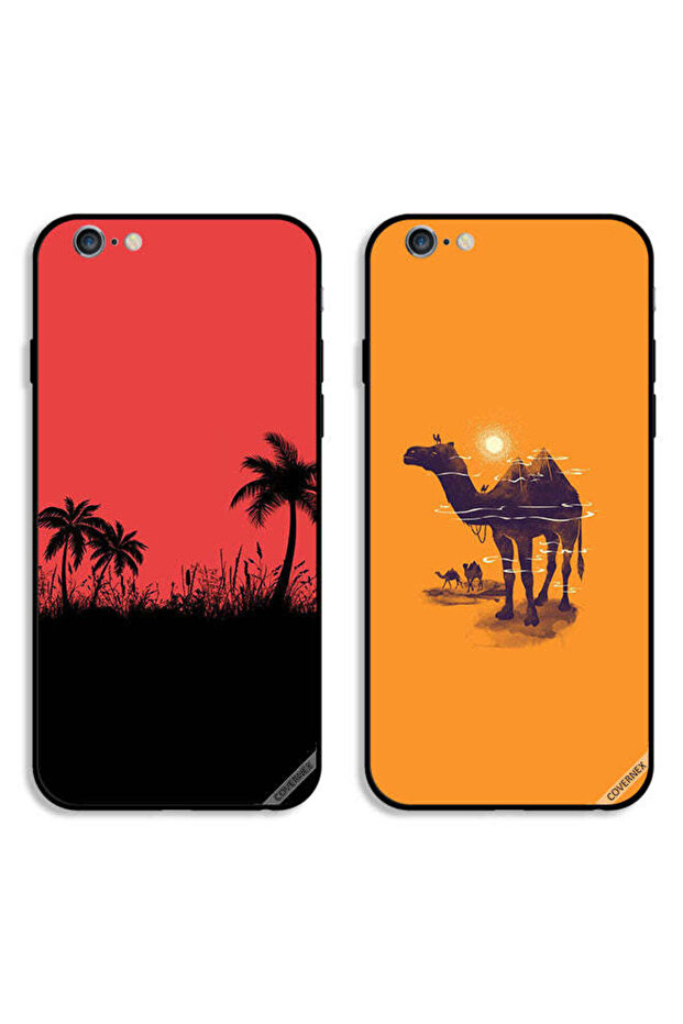حافظتان واقيتان لهاتف Apple iPhone 6/6s برسومات شجرة التمر والجمال