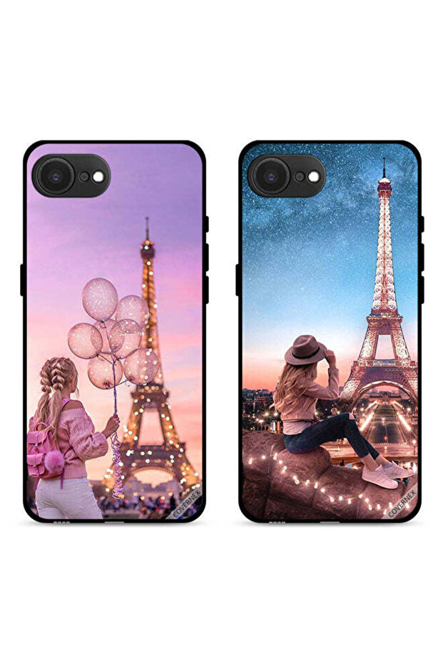 حافظتان واقيتان لهاتف Apple iPhone 16e بتصميم فتاة لطيفة وبرج إيفل