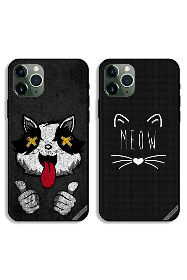 حافظتان واقيتان لهاتف Apple iPhone 11 Pro Max بتصميم Marshmallow Cat وMeo