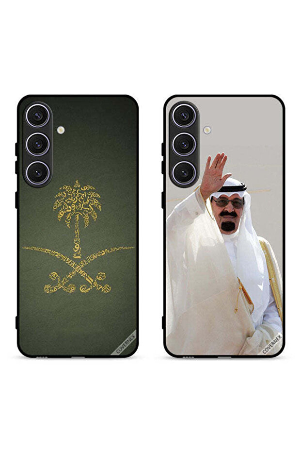 حافظتان لهاتف سامسونج جالاكسي إس 25 بلس 5G بغطاء حماية يحملان شعار المملكة العربية السعودية وشعار الملك عبدالله