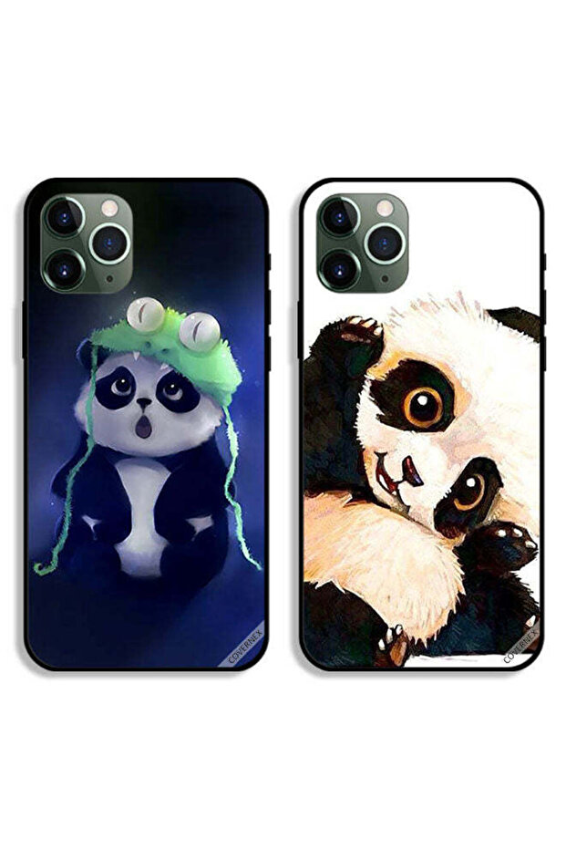 حافظتان واقيتان لهاتف Apple iPhone 11 Pro Max بتصميم باندا وقبعة وفن باندا