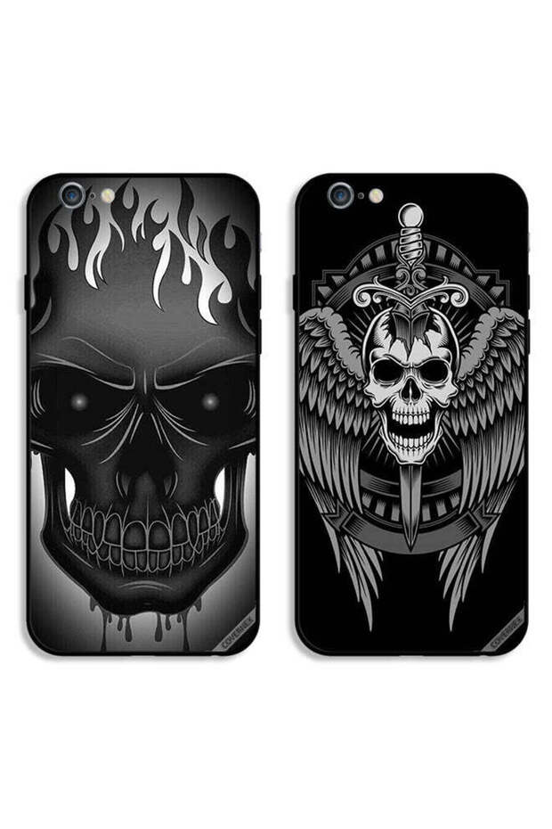 حافظتان واقيتان لهاتف Apple iPhone 6 Plus/6s Plus، بتصميم جمجمة وأجنحة نسر