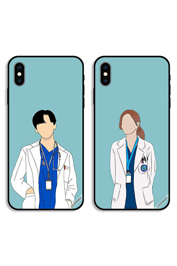حافظتان واقيتان لهاتف Apple iPhone XS Max، غطاءان خلفيان بتصميم زوجين من الأطباء
