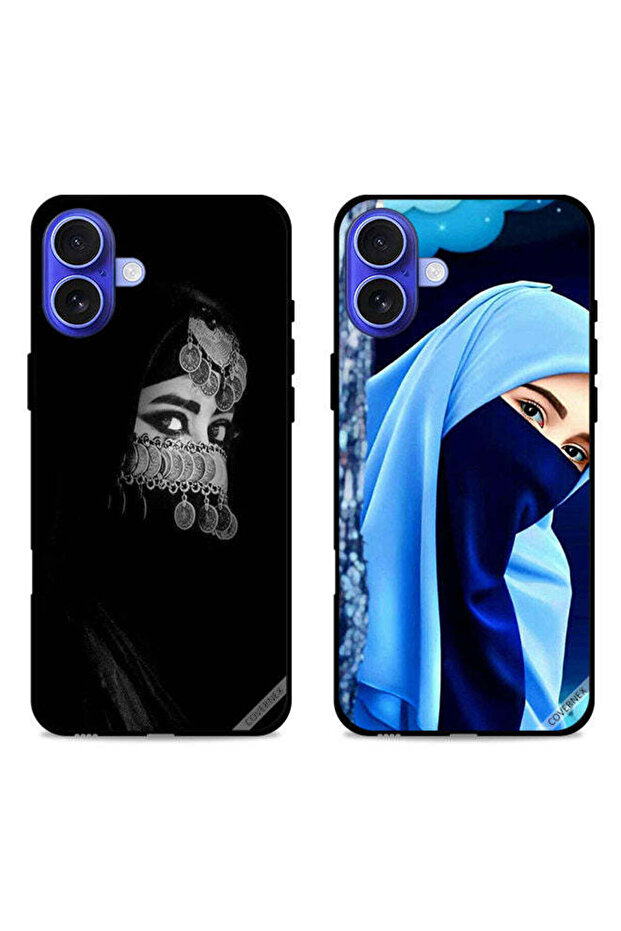 حافظتان واقيتان لهاتف Apple iPhone 16 Plus بعيون جميلة وفتاة محجبة