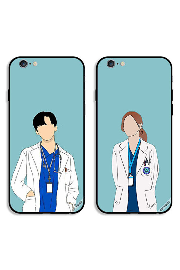 حافظتان واقيتان لهاتف Apple iPhone 6/6s، أغطية خلفية بتصميم زوجين من الأطباء