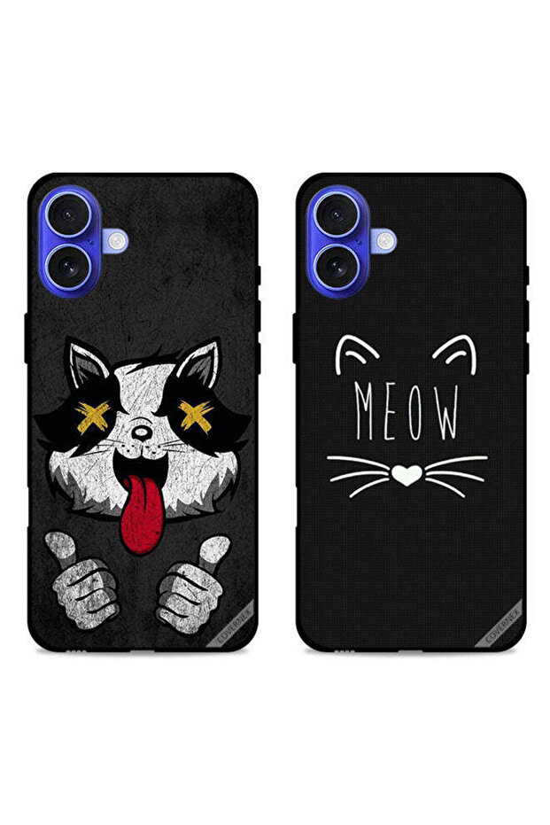 حافظتان واقيتان لهاتف Apple iPhone 16 بتصميم Marshmallow Cat وMeo