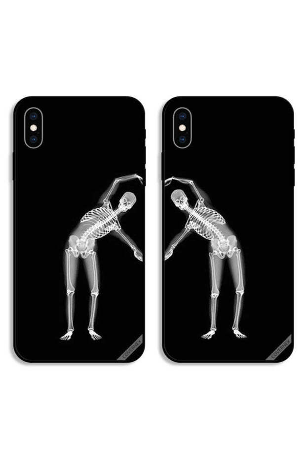 حافظتان واقيتان لهاتف Apple iPhone X، أغطية خلفية بتصميم قلب وهيكل عظمي بشري