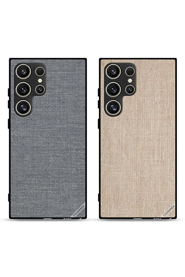 حافظتان لهاتف Samsung Galaxy S24 Ultra 5G بغطاءين واقيين بنمط قماشي وملمس قماشي