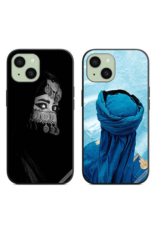 جرابان واقيان لهاتف Apple iPhone 15 Plus بتصميم عربي وعيون جميلة