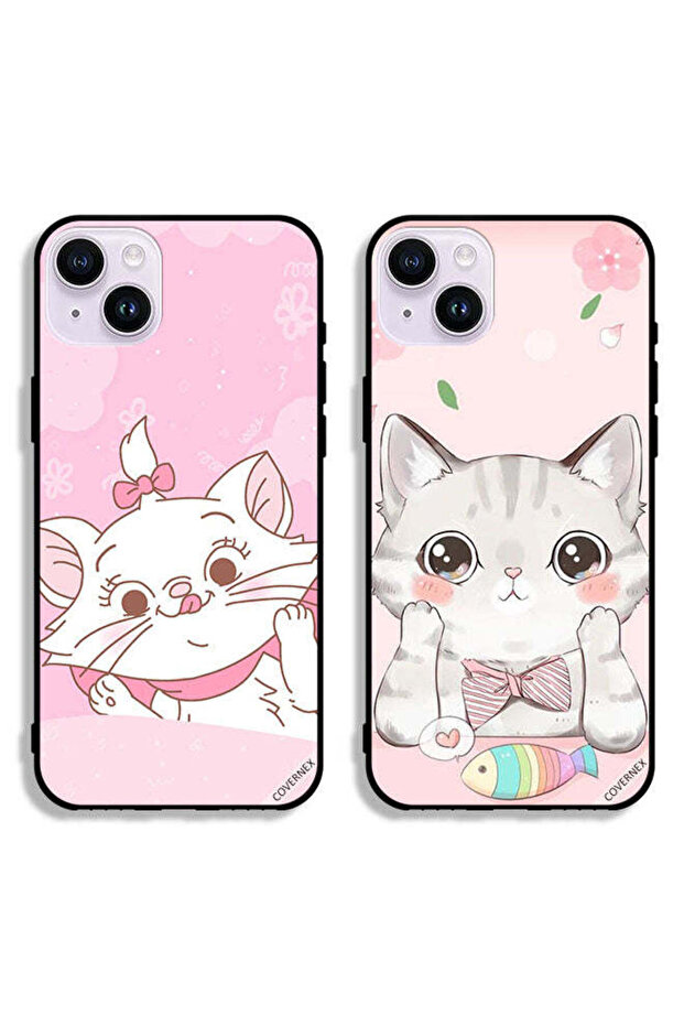 حافظتان واقيتان لهاتف Apple iPhone 14 Plus بتصميم قطة وسمكة قطة