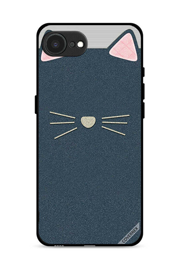 غطاء حماية لجهاز Apple iPhone 16e بنقشة قطة من الجلد