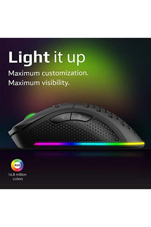 Ammolite Wireless Gaming Mouse | Honeycomb Design | Up To 16000 Dpi | 40g Optical Sensor | Lo - 4