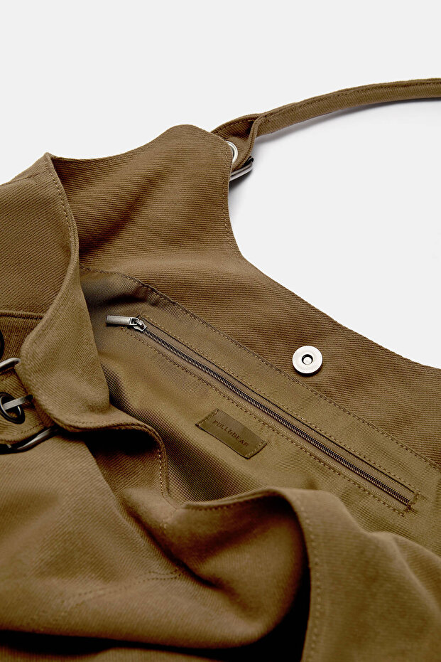 Tokalı kanvas shopper çanta - 2