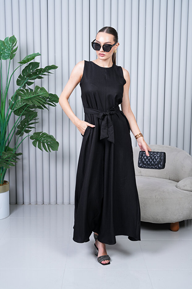 Linen Belted Jumpsuit - 3