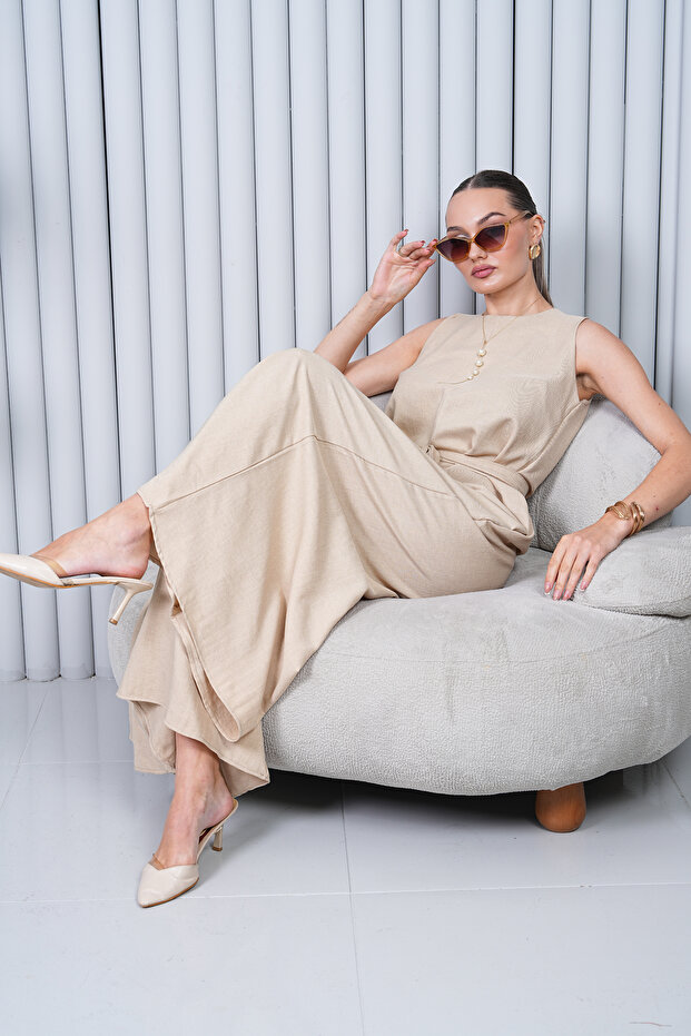 Linen Belted Jumpsuit - 7