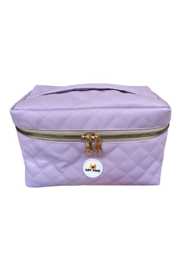 Quilted Travel Makeup Bag - Trend Cosmetic Accessory Leather