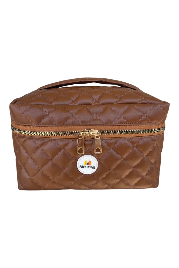 Quilted Travel Makeup Bag - Trend Cosmetic Accessory Leather