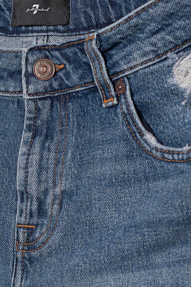 Straight Fit Denim Şort - 7