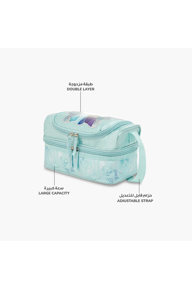 Frozen Print Double Layer Lunch Bag with Adjustable Strap and Zip Closure - 6