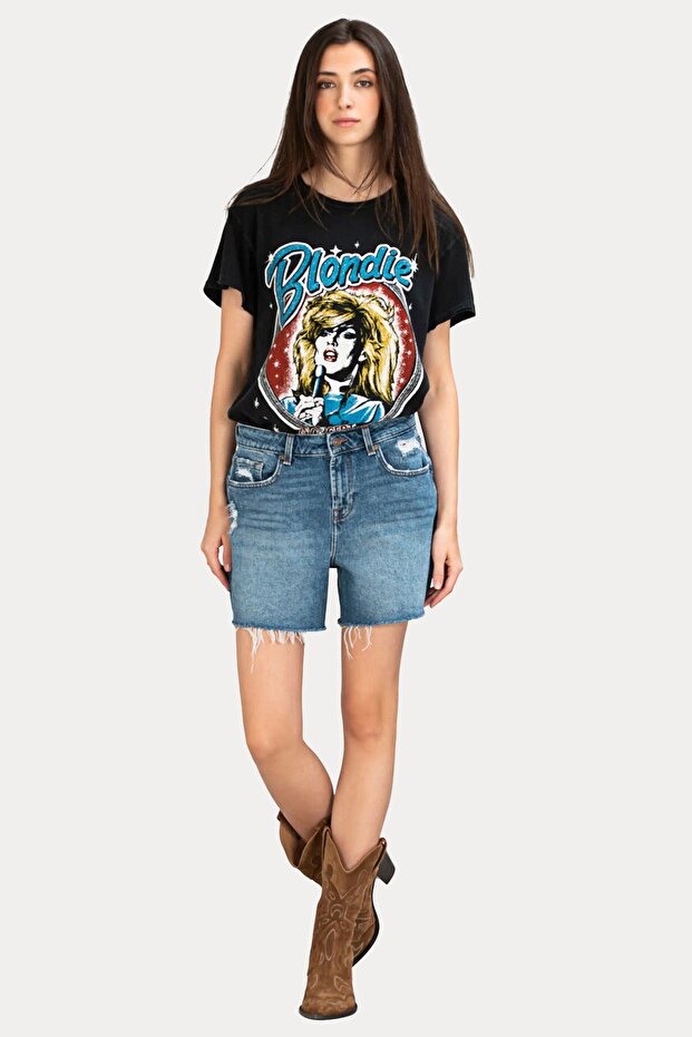 Straight Fit Denim Şort - 2