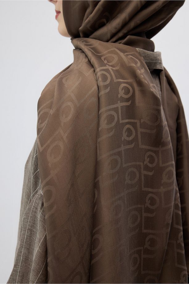 İpek Jakar Monogram Şal Soft Kahve - 4