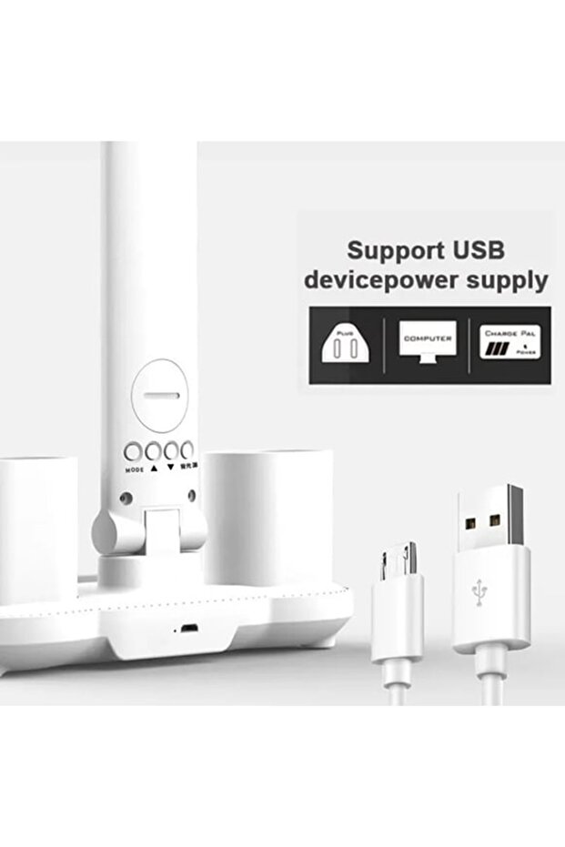 Dönen Katlanabilir 180'lü Şarj Edilebilir LED Saat Kısılabilir Lambası Masaüstü Okuma Gece Lambası - 6