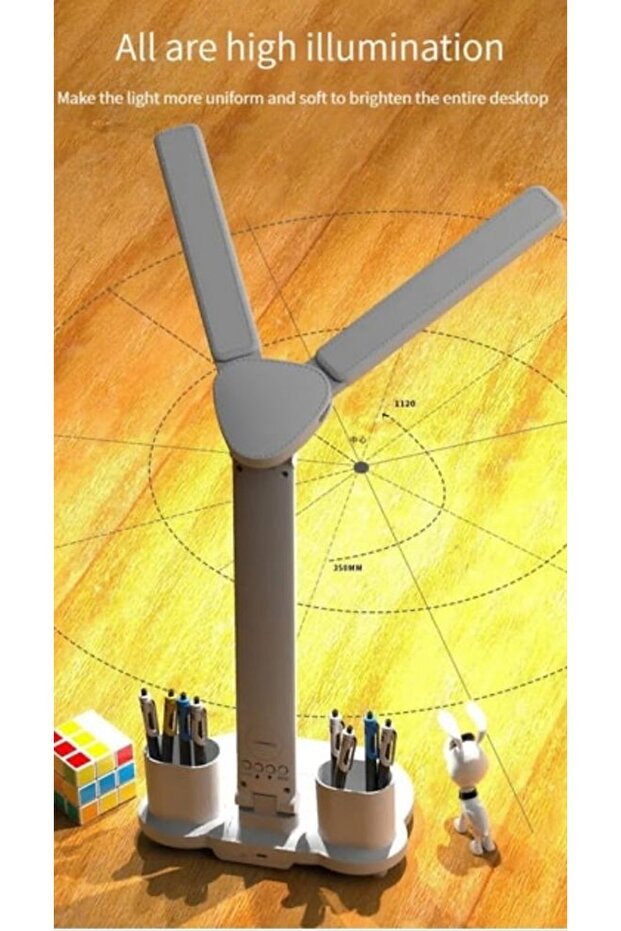 Dönen Katlanabilir 180'lü Şarj Edilebilir LED Saat Kısılabilir Lambası Masaüstü Okuma Gece Lambası - 5