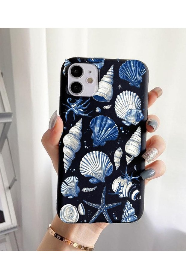 Balporsuku Exclusive Design Cover Compatible with iPhone 13 Mini Omn01 Pattern Phone Case Seashell