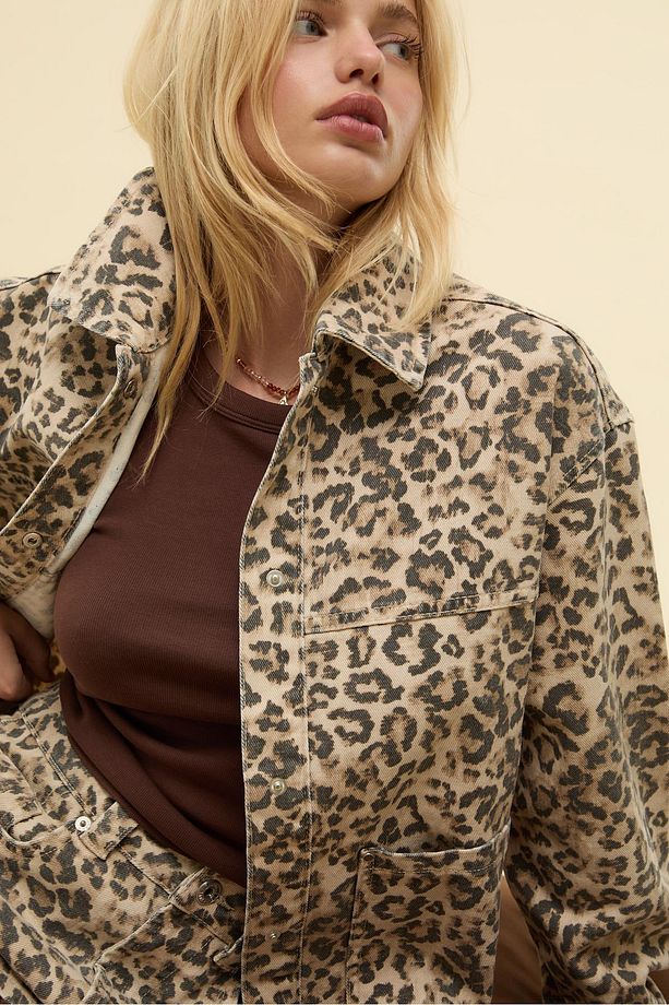 Leopar Desenli Cepli Fitilli Kumaş Ceket - 2