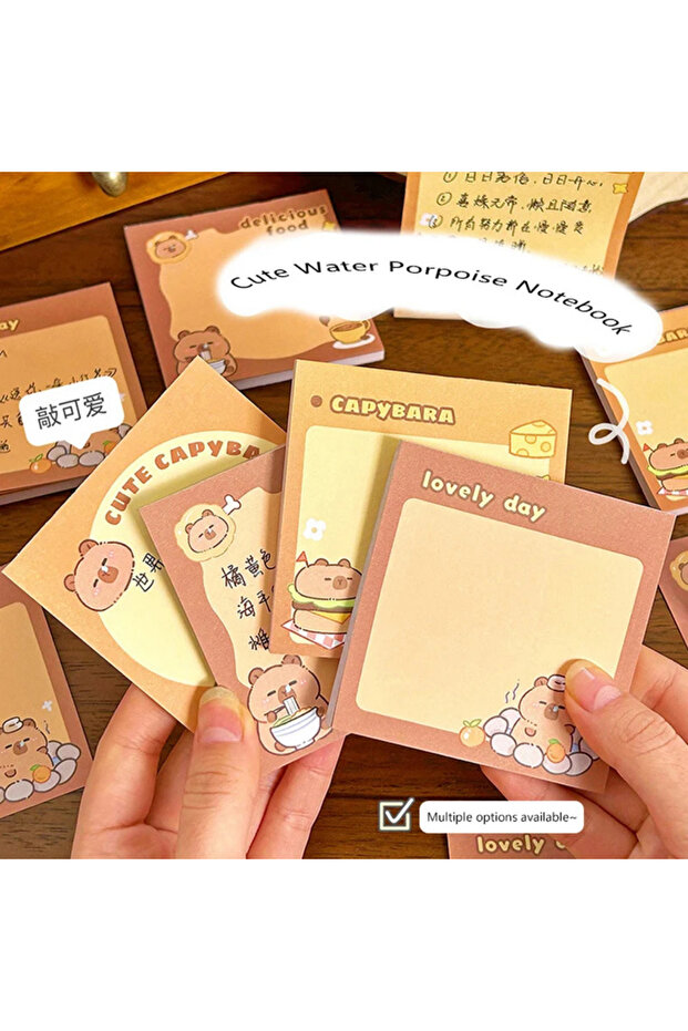 Capybara Postit Yapışkan Not Kağıdı 50 Yaprak – Kapibara Sevimli Tasarım, Pratik Kullanım - 4