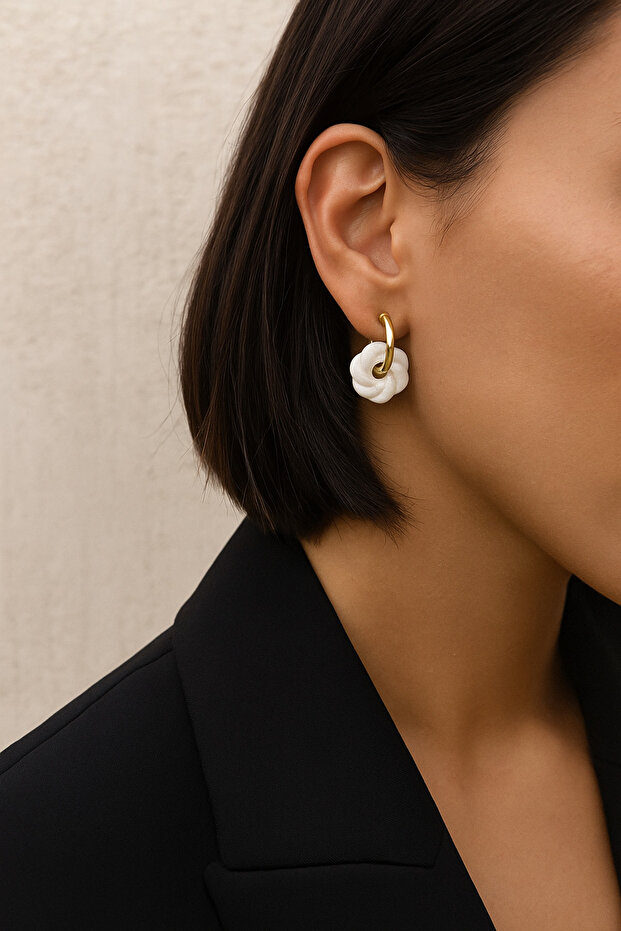 Lunelle Glittery Handmade Donut Shaped Hoop Earrings