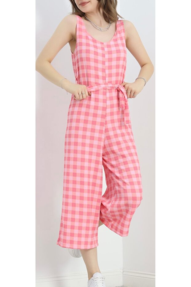 Askılı kareli tulum - 4