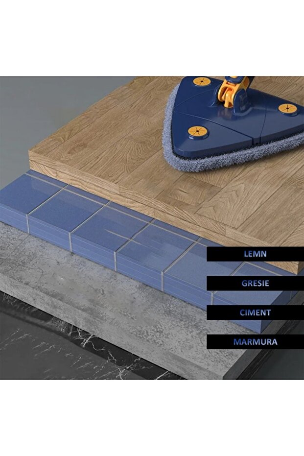 Triangular mop, triangular, with extra squeegee and reserve, floors, windows,other surfaces, blue - 10