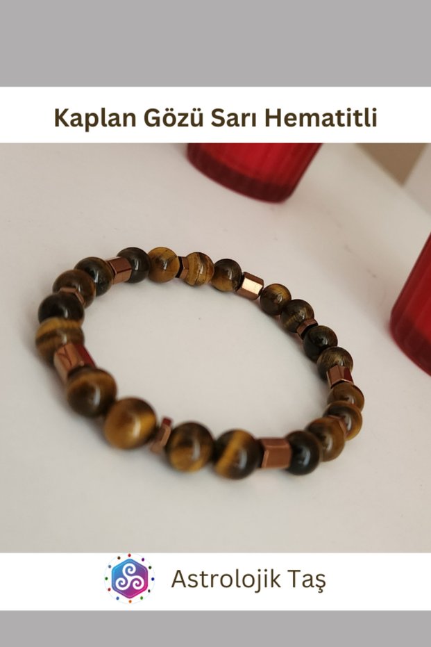 Certified Tiger's Eye Natural Stone Bracelet (with Yellow Hematite)