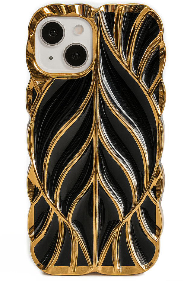 iPhone 13/14 Case Leaf Pattern Glossy Anti-Impact Silicone Cover