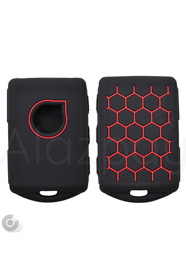 Volvo Compatible Xc40, Xc90, Xc70, S60, S80, S90, C30, V70, V90 Patterned Silicone Key Case Cover (Black Red)
