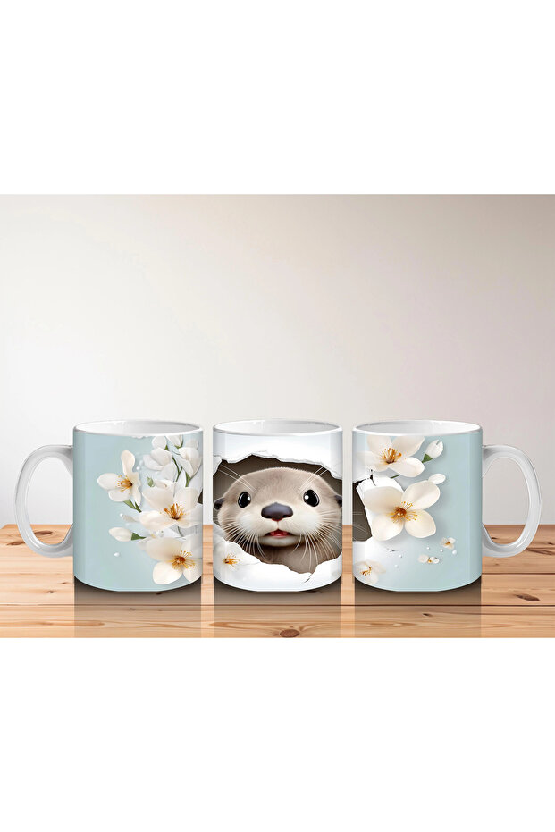 سامور يبتسم بين فروع الكرز - كوب مطبوع - 5