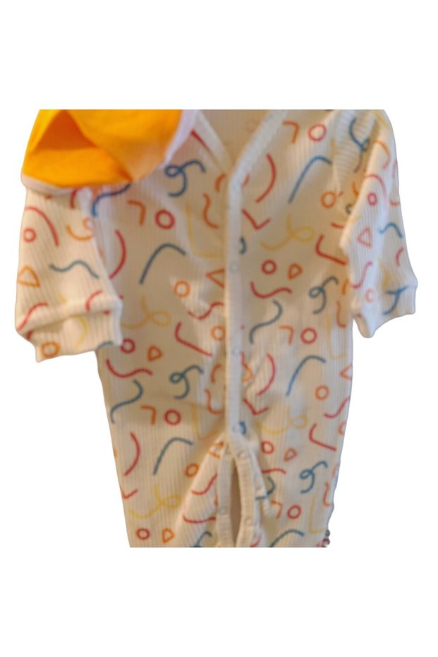 0.3Month 62cm Newborn Baby Rompers Organic Fabric Geometric Pattern Infant Jumpsuit with Snap Fasteners Long Sleeve
