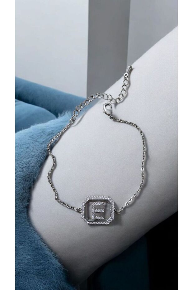 Women's Zircon Stone Square Steel Letter Bracelet