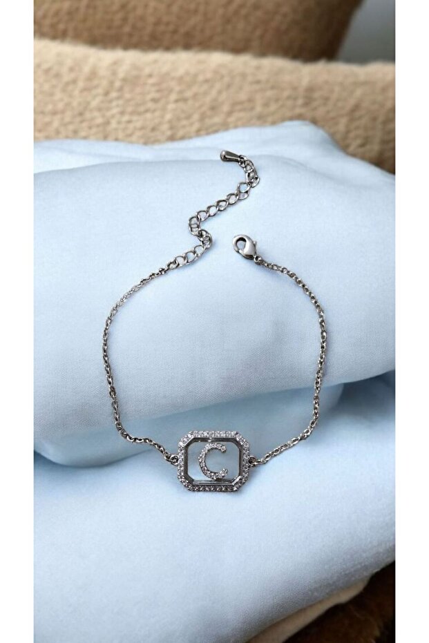 Women's Zircon Stone Square Steel Letter Bracelet