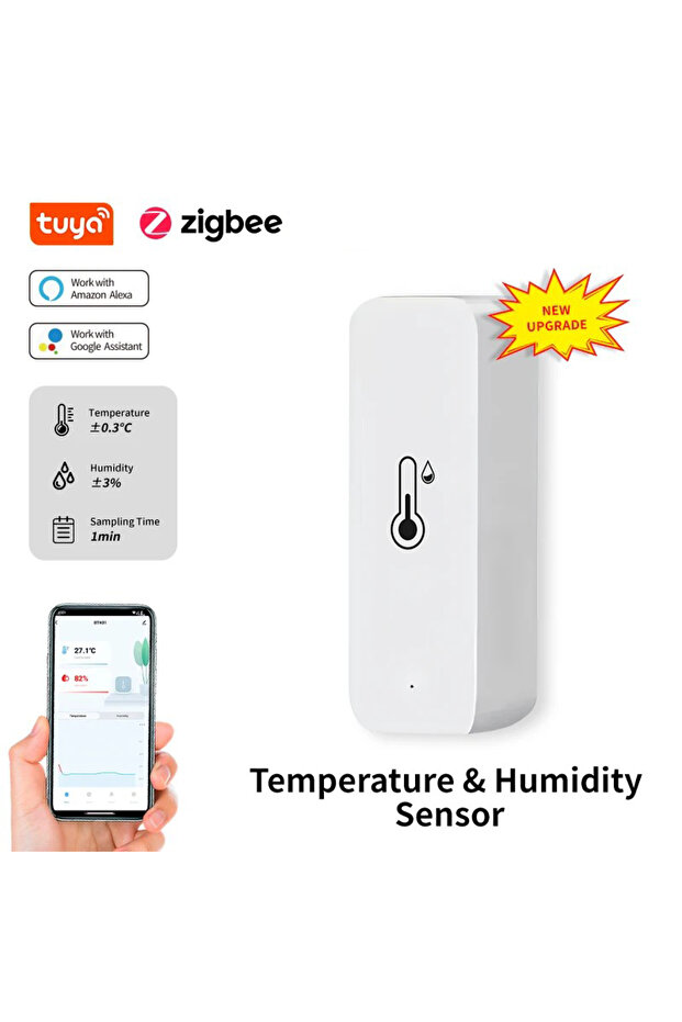 جهاز استشعار درجة الحرارة والرطوبة بتقنية Zigbee من Tuya، متوافق مع أجهزة المنزل الذكية، ومتوافق مع Google Home. - 1