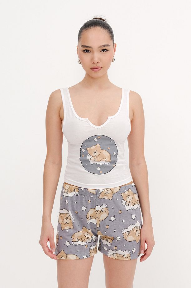 Baskılı Şortlu Pijama Takımı Ş099 - 6